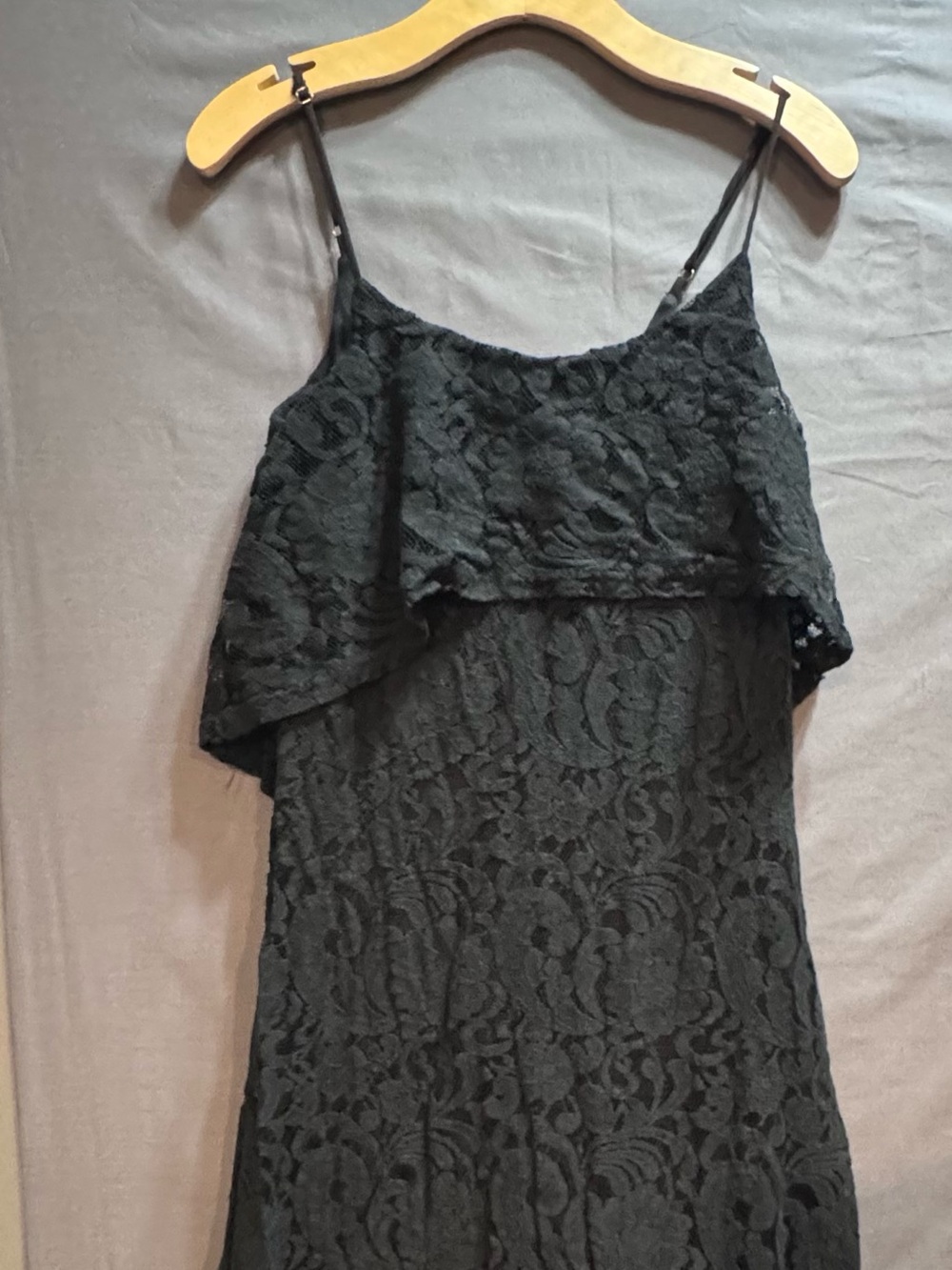 Ark & Co Black Lace Maxi Dress with Ruffled Overlay